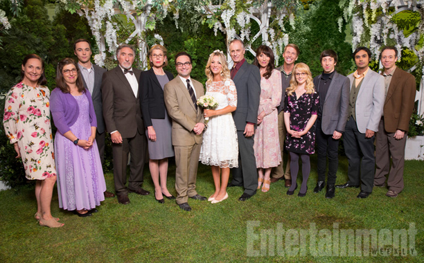 “The Conjugal Conjecture” – Pictured: Mary (Laurie Metcalf), Amy Farrah Fowler (Mayim Bialik), Sheldon Cooper (Jim Parsons), Alfred (Judd Hirsch), Beverly (Christine Baranski), Leonard Hofstadter (Johnny Galecki), Penny (Kaley Cuoco), Wyatt (Keith Carradine), Susan (Katy Sagal), Randall (Jack McBrayer), Bernadette (Melissa Rauch), Howard Wolowitz (Simon Helberg), Rajesh Koothrappali (Kunal Nayyar) and Stuart (Kevin Sussman). After Sheldon’s mother and Leonard's father share an evening together, everyone deals with an awkward morning the next day. Also, Penny’s family arrives for the wedding ceremony, including her anxiety-ridden mother, Susan (Katey Sagal), and her drug dealing brother, Randall (Jack McBrayer), on the 10th season premiere of THE BIG BANG THEORY, Monday, Sept. 19 (8:00-8:30 PM, ET/PT), on the CBS Television Network. Dean Norris guest stars as Colonel Williams, an Air Force Representative from the Department of Materiel Command. Christine Baranski, Laurie Metcalf, Judd Hirsch and Keith Carradine return. Photo: Monty Brinton/Warner Bros. Entertainment Inc. © 2016 WBEI. All rights reserved.