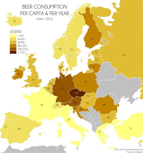 Qué países europeos consumen más cerveza